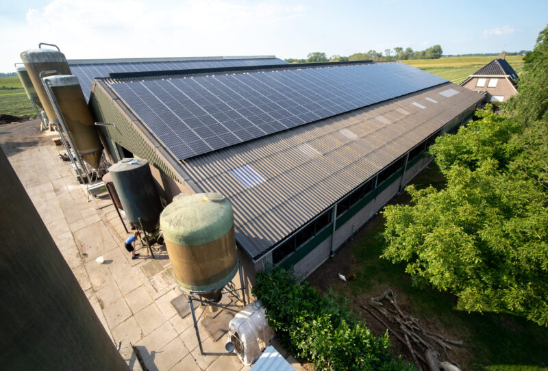 Solar panels and blue sky. Solar panels system power generators from sun. Clean technology for better future and ecology